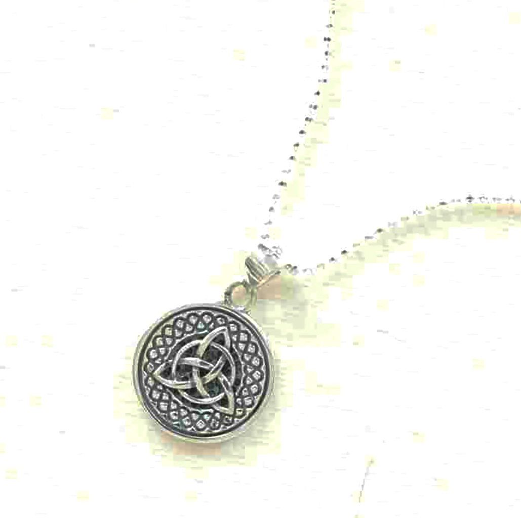 Sacred Sterling Silver Vintage Triquetral Pendant on Elegant Italian Diamond-Cut Ball Chain. 925ijewel.com