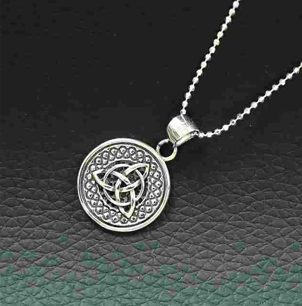 Sacred Sterling Silver Vintage Triquetral Pendant on Elegant Italian Diamond-Cut Ball Chain. 925ijewel.com