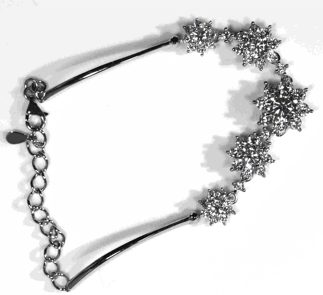 Sterling Silver 2.5 Ct CZ Graduated Cluster Adjustable Bracelet. 925ijewel.com