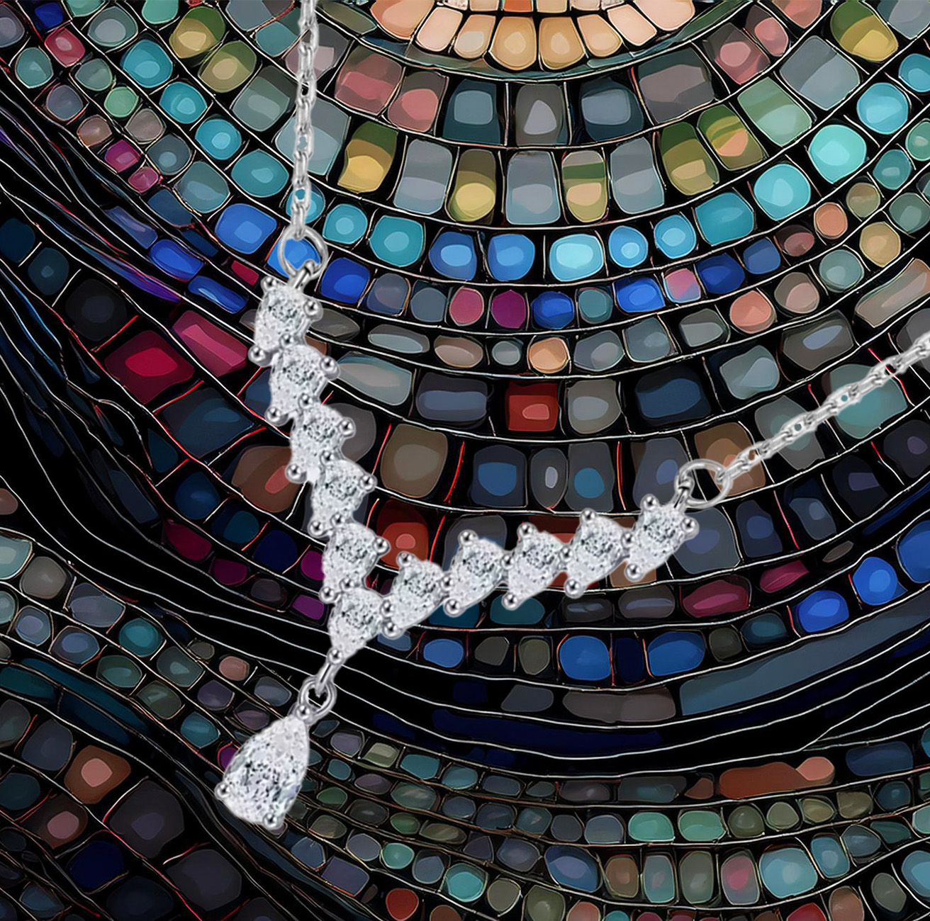 Tears of Elegance Sterling Silver V-Shape CZ Pendant. 925ijewel.com