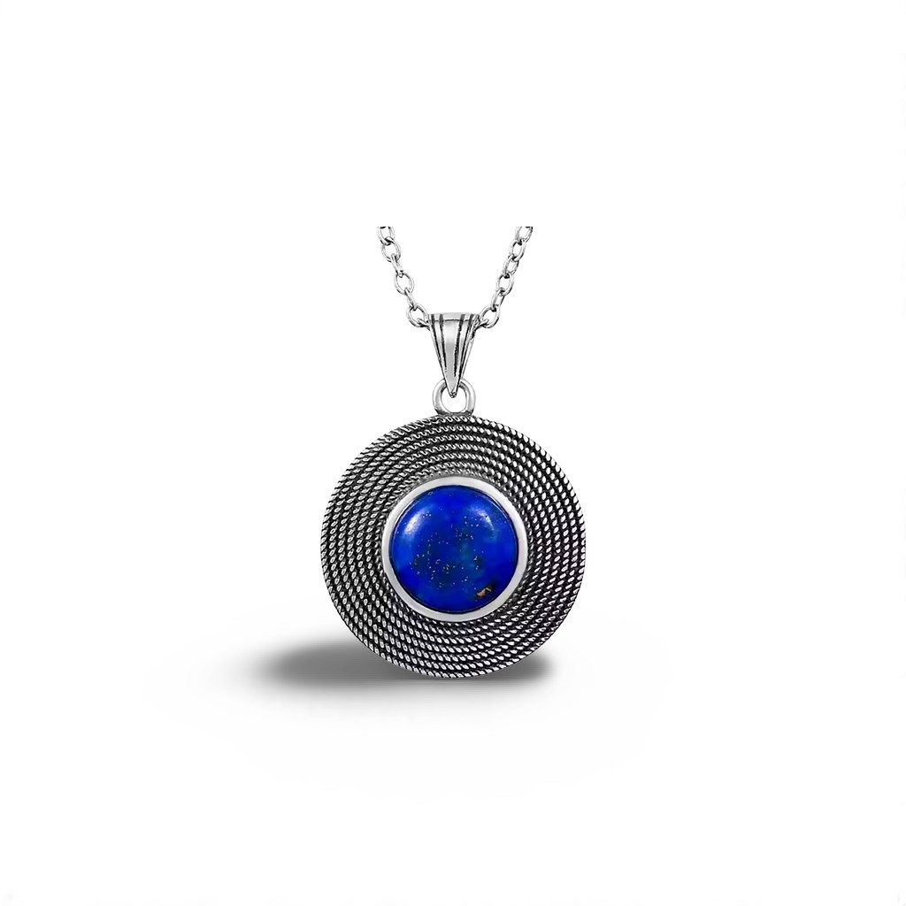 Celestial Elegance Sterling Silver Lapis Lazuli Pendant. 925ijewel.com