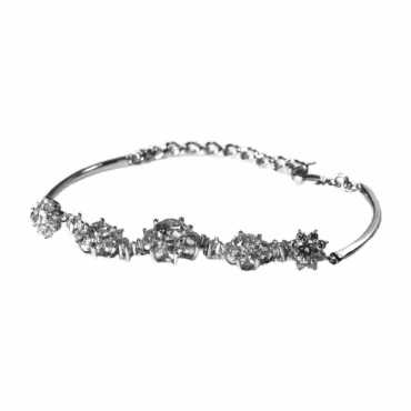 Sterling Silver 2.5 Ct CZ Graduated Cluster Adjustable Bracelet