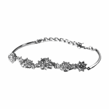 Sterling Silver 2.5 Ct CZ Graduated Cluster Adjustable Bracelet