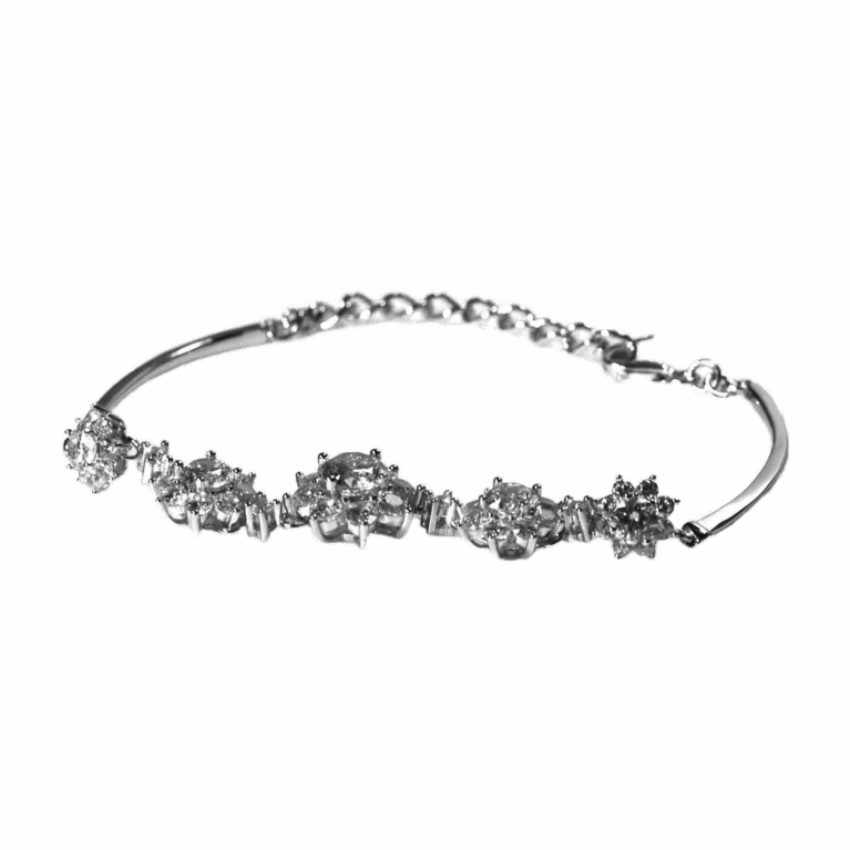 Sterling Silver 2.5 Ct CZ Graduated Cluster Adjustable Bracelet