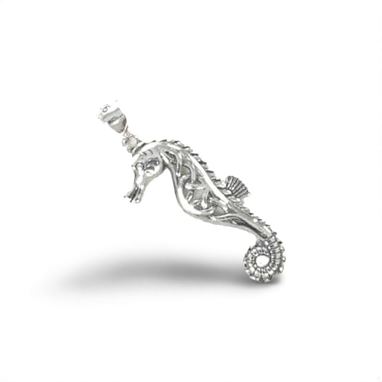 Elegant Sterling Silver Seahorse Pendant on Italian Box Chain – Intricate Ocean-Inspired Design