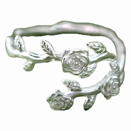 Forever in Bloom – Sterling Silver Rose Adjustable Ring