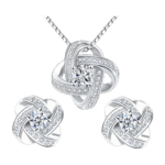 Forever Knot — 925 Sterling Silver CZ Pendant and Earrings Set
