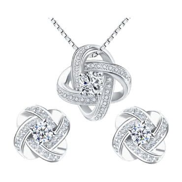 Forever Knot — 925 Sterling Silver CZ Pendant and Earrings Set