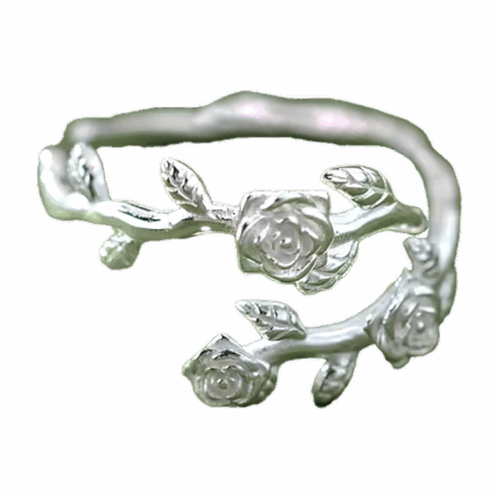 Forever in Bloom – Sterling Silver Rose Adjustable Ring