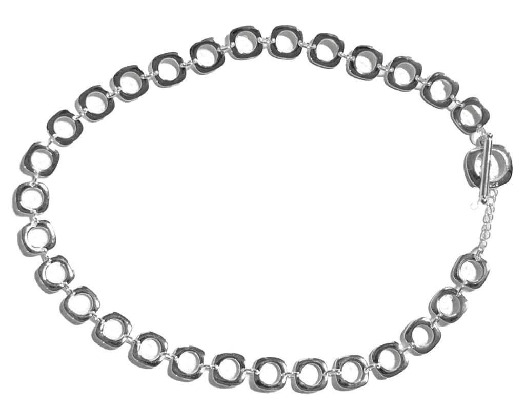 Circle of Grace Sterling Silver Cushion-Link Necklace –Timeless Elegance. 925Ijewel.com