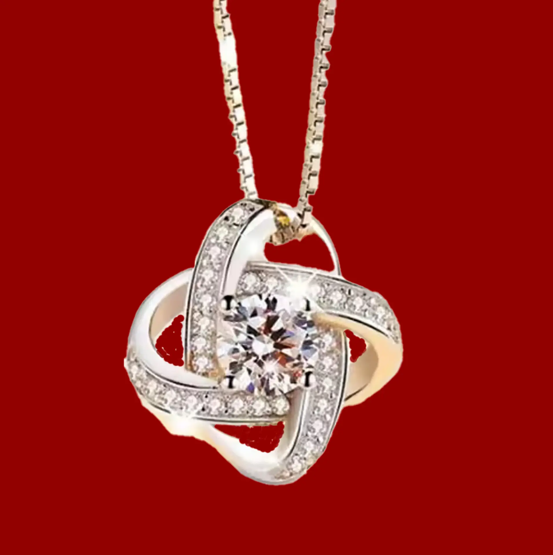 Forever Knot — 925 Sterling Silver CZ Pendant & Earrings Set. 925ijewel.com