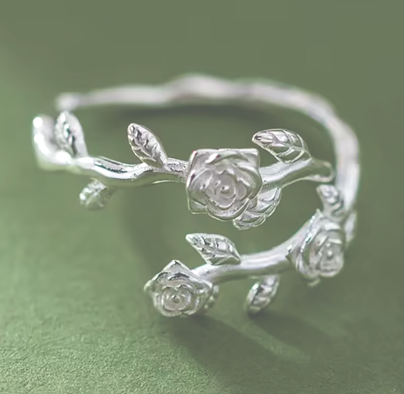 Forever in Bloom – Sterling Silver Rose Adjustable Ring. 925ijewel.com
