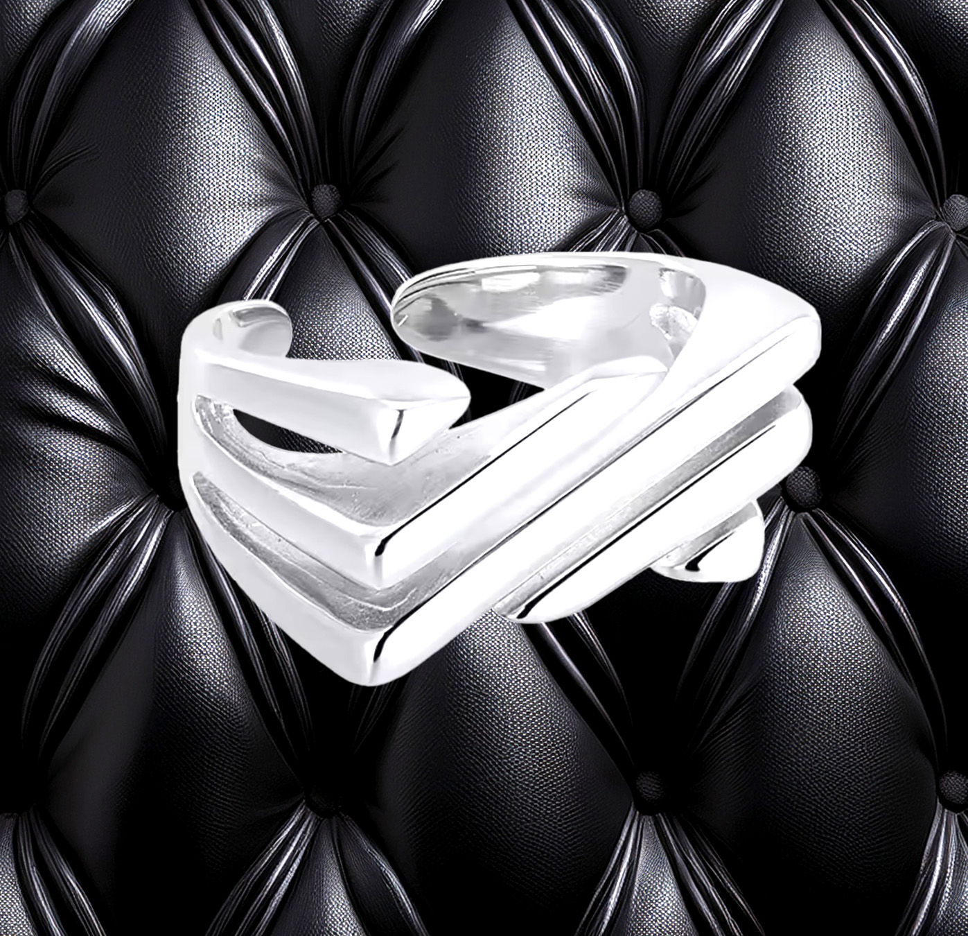 Lines of Love” Sterling Silver Adjustable Stripe Cut-Out Ring. 925ijewel.com