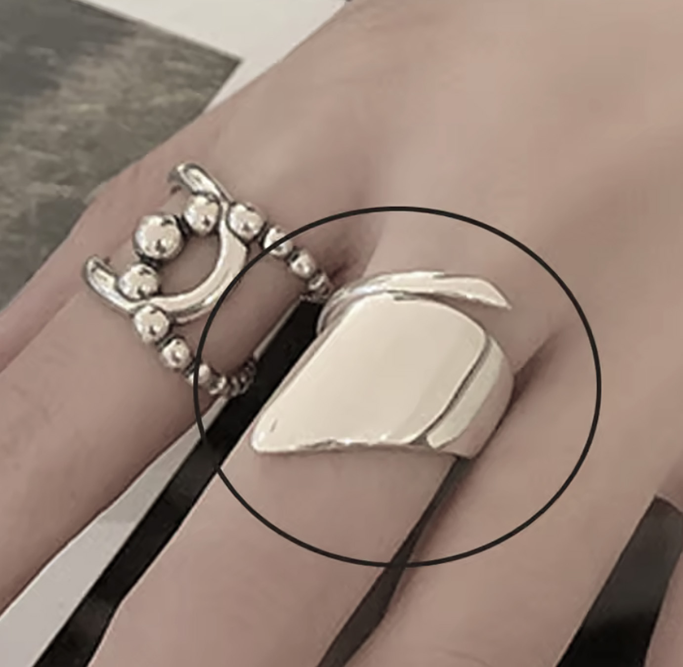 Silver Veil – Irregular V-Shaped Adjustable Ring for Her. 925ijewel.com