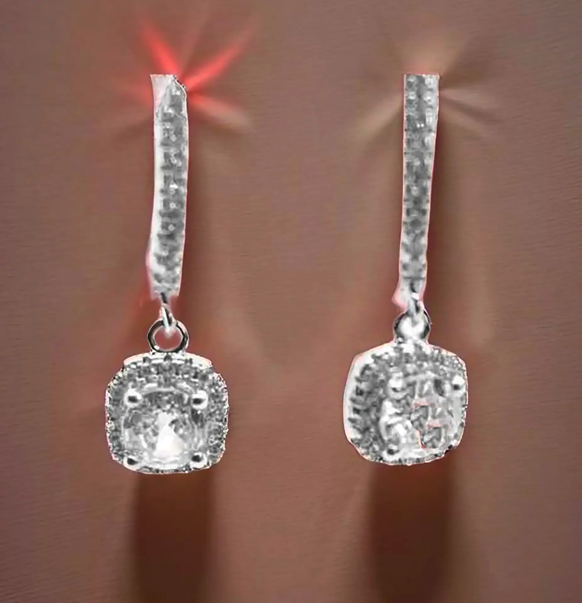 Sterling Silver Round CZ Dangle Earrings — Cushion Frame Sparkle and Hypoallergenic. 925ijewel.com