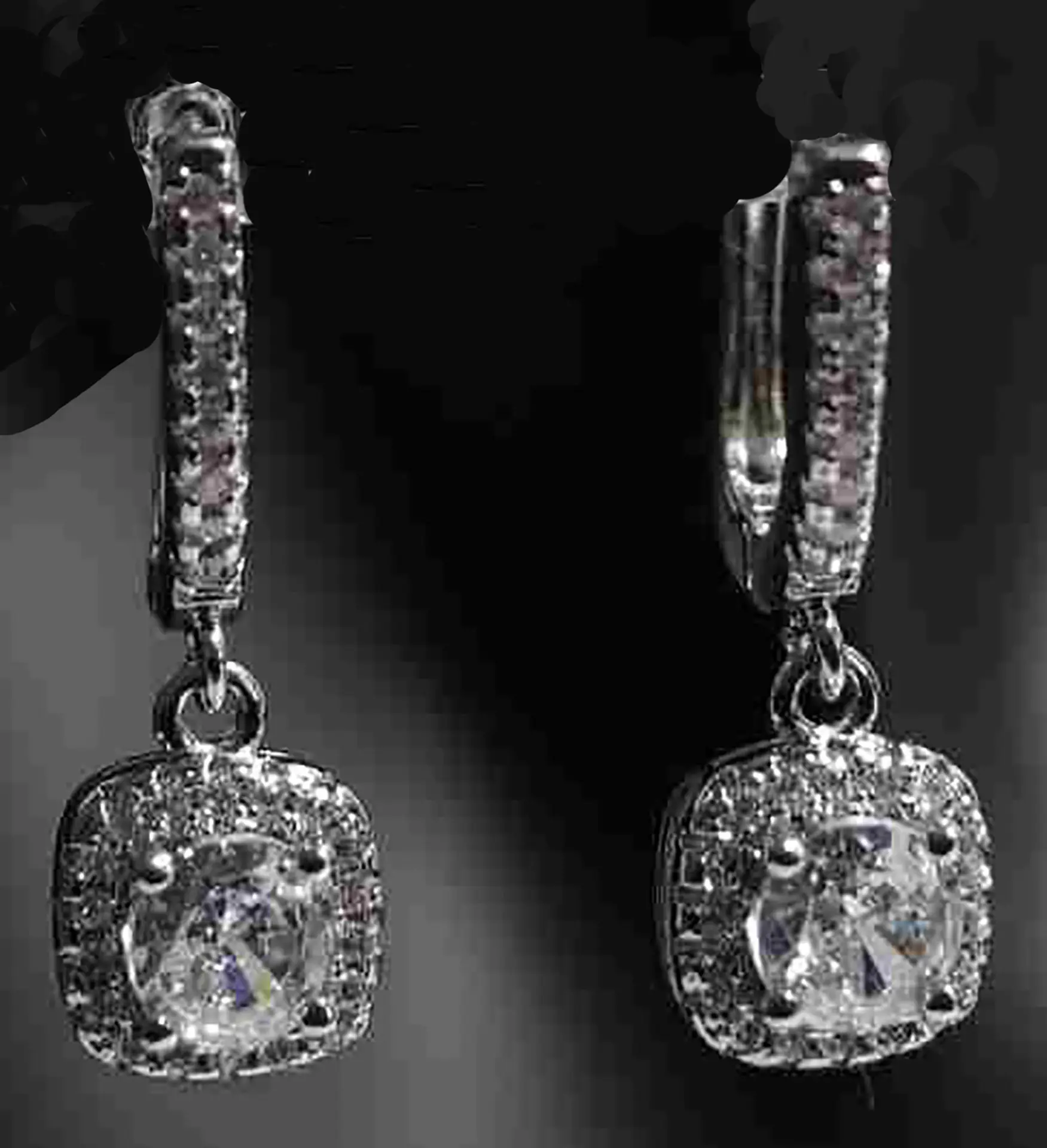 Sterling Silver Round CZ Dangle Earrings — Cushion Frame Sparkle and Hypoallergenic. 925ijewel.com