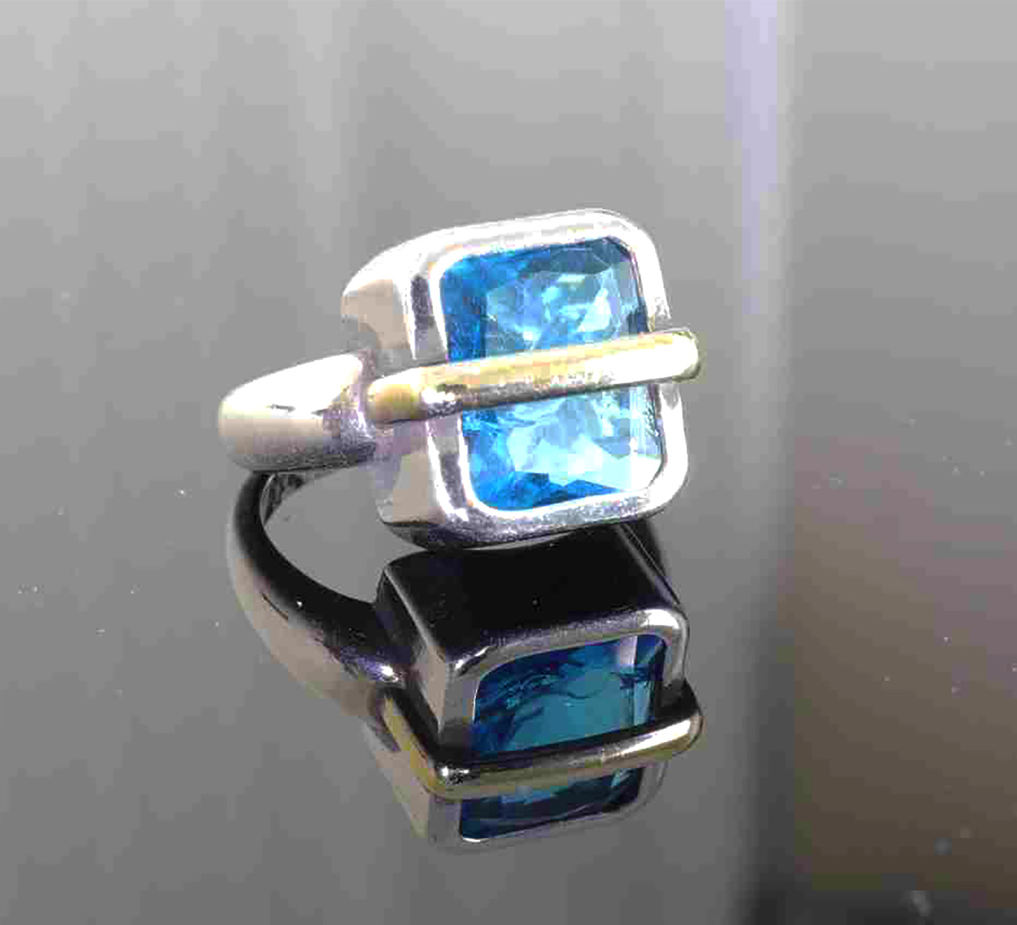 Wrapped in You Sterling Silver Two-Tone Sapphire Blue Adjustable Ring. 925ijewel.com