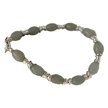 Eternal Harmony Sterling Silver and Jade Bead Bracelet – Where Serenity Meets Elegance